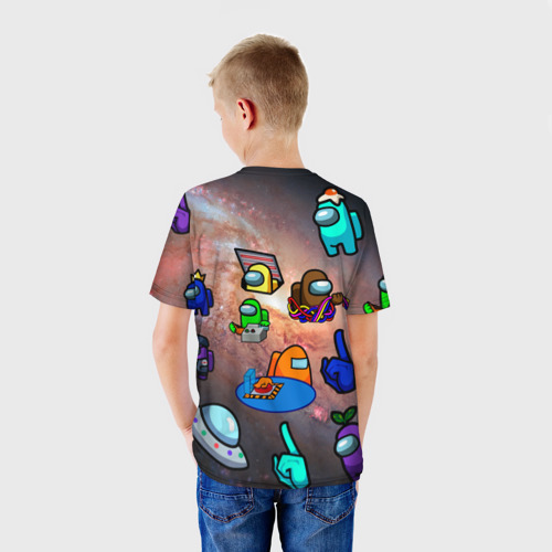 Детская футболка 3D с принтом Among Us Чёрная дыра, вид сзади #2
