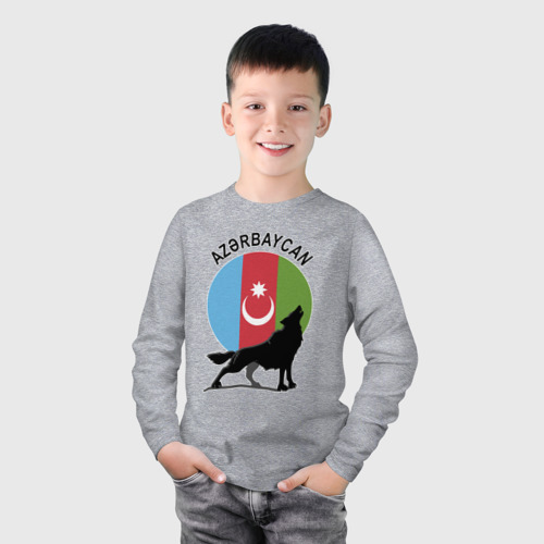 Детский лонгслив хлопок с принтом Азербайджан, фото на моделе #1