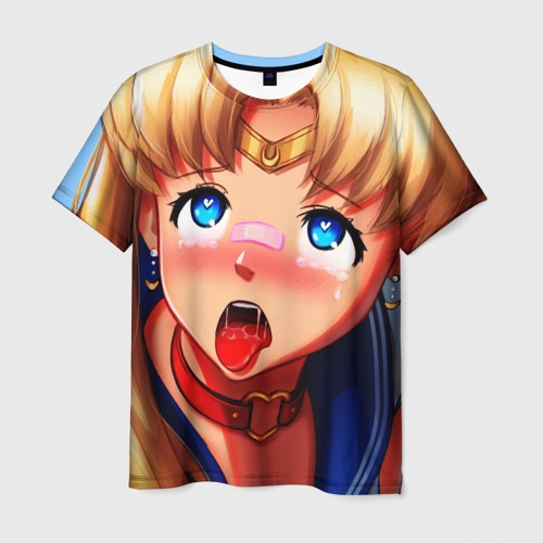 Мужская футболка 3D с принтом Sailor moon ahegao, вид спереди #2