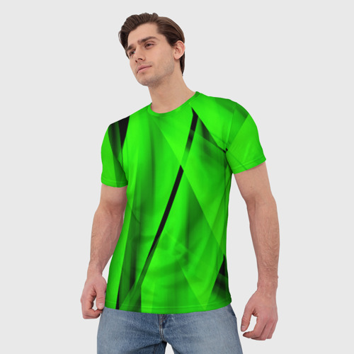 Мужская 3D футболка с принтом Зеленый неон, фото на моделе #1