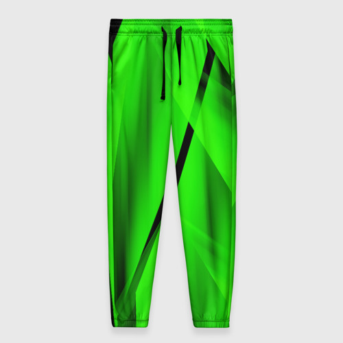 Женские брюки 3D с принтом Зеленый неон, вид спереди #2