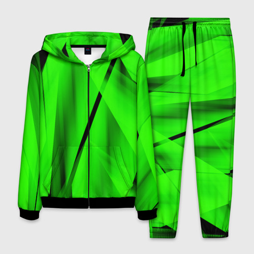 Мужской 3D костюм с принтом Зеленый неон, вид спереди #2