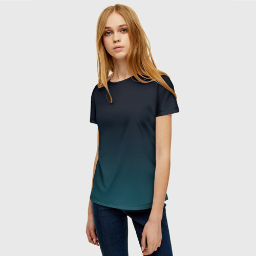 Женская футболка 3D с принтом Градиент темно-зеленый, фото на моделе #1
