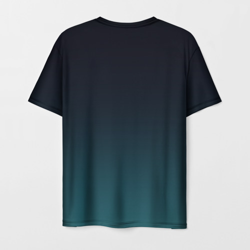 Мужская футболка 3D с принтом Градиент темно-зеленый, вид сзади #1