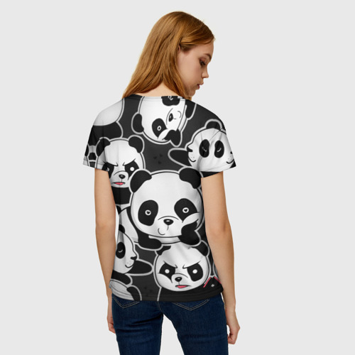 Женская футболка 3D с принтом Смешные панды, вид сзади #2