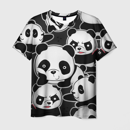 Мужская 3D футболка с принтом Смешные панды, вид спереди #2