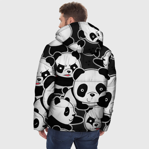 Мужская зимняя куртка 3D с принтом Смешные панды, вид сзади #2