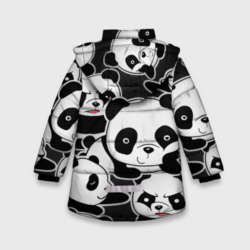 Зимняя куртка для девочек 3D с принтом Смешные панды, вид сзади #1