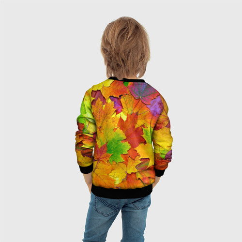 Детский свитшот 3D с принтом Осенние листья, вид сзади #2