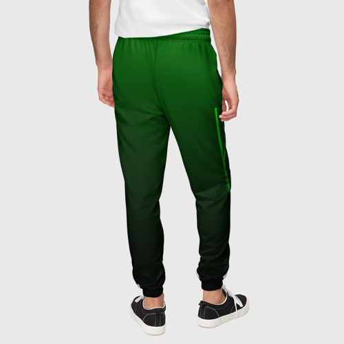 Мужские брюки 3D с принтом Неоновые линии на градиенте, вид сзади #2