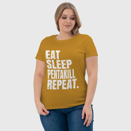 Женская футболка хлопок с принтом EAT sleep Pentakill repeat, фото #4