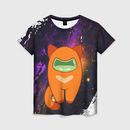 Женская футболка 3D с принтом Cat Among Us, вид спереди #2