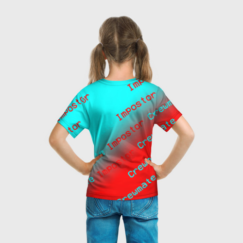 Детская футболка 3D с принтом AMONG US - Impostor/Crewmate, вид сзади #2