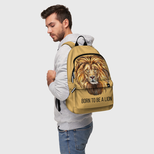 Рюкзак 3D с принтом Рождённый быть львом, фото на моделе #1