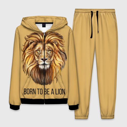 Мужской 3D костюм с принтом Рождённый быть львом, вид спереди #2