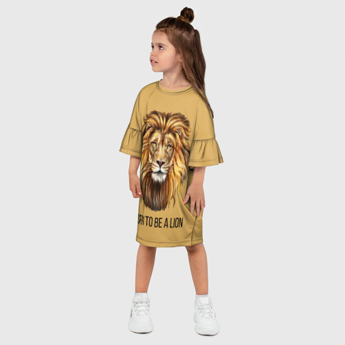 Детское платье 3D с принтом Рождённый быть львом, фото на моделе #1
