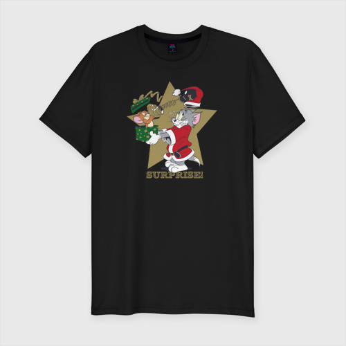 Мужская футболка премиум с принтом Том и Джерри, вид спереди #2
