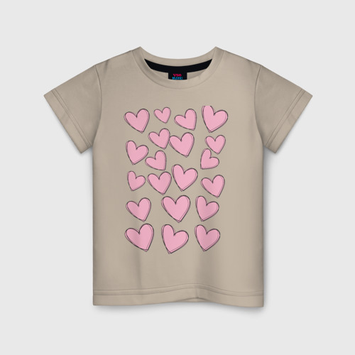 Детская футболка хлопок с принтом Маленькие сердца, вид спереди #2