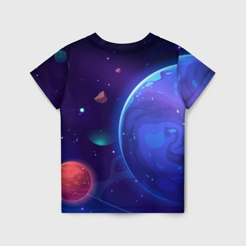 Детская футболка 3D с принтом Among Us          space, вид сзади #1