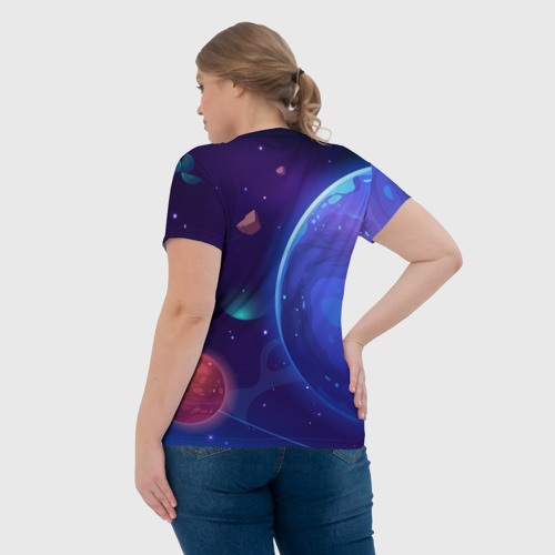 Женская футболка 3D с принтом Among Us          space, вид сзади #2