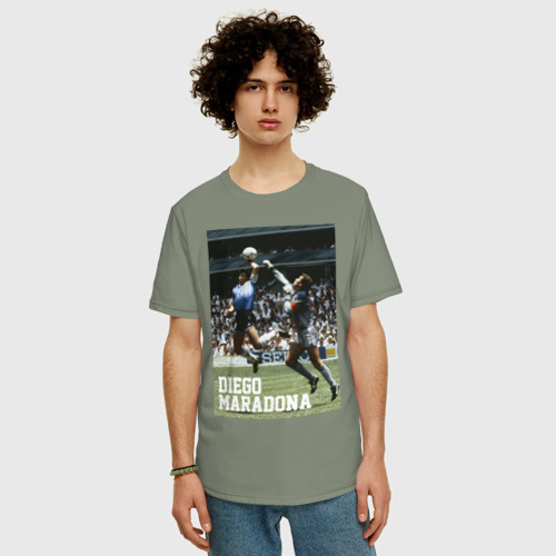 Мужская футболка хлопок Oversize с принтом Диего Армандо Марадона, фото на моделе #1