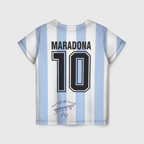 Детская футболка 3D с принтом Diego Maradona 10 - автограф, вид сзади #1