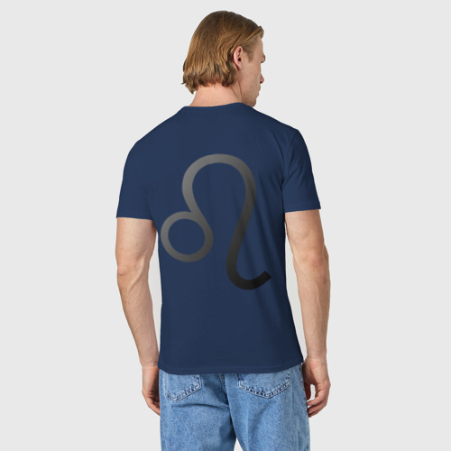 Мужская футболка хлопок с принтом Знак зодиака Лев, вид сзади #2