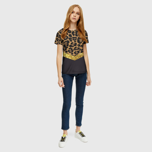 Женская футболка 3D с принтом Леопардовый принт, вид сбоку #3