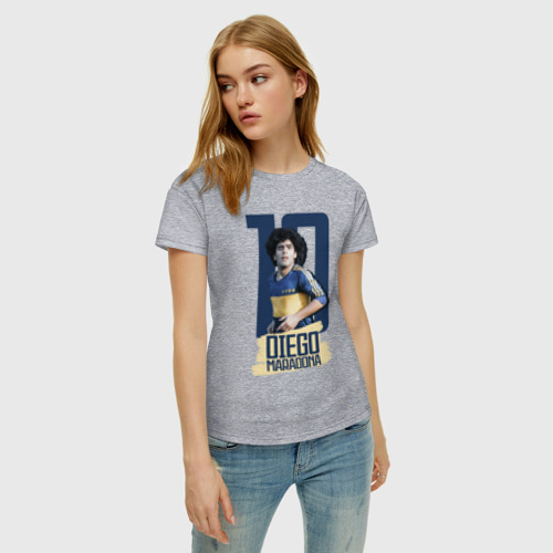 Женская футболка хлопок с принтом 10 number, фото на моделе #1