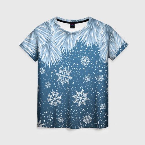 Женская футболка 3D с принтом Снежное Настроенние, вид спереди #2