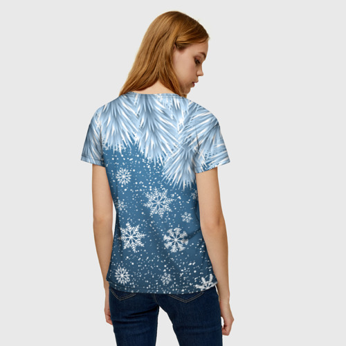 Женская футболка 3D с принтом Снежное Настроенние, вид сзади #2