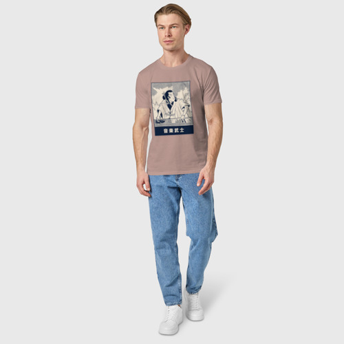 Мужская футболка хлопок с принтом Самурай Диджей, вид сбоку #3
