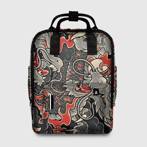 Женский рюкзак 3D с принтом Самурай Якудза и драконы, вид спереди #2
