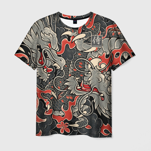Мужская 3D футболка Самурай (Якудза, драконы)
