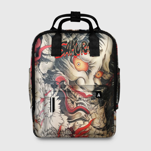 Женский рюкзак 3D с принтом Самурай, вид спереди #2