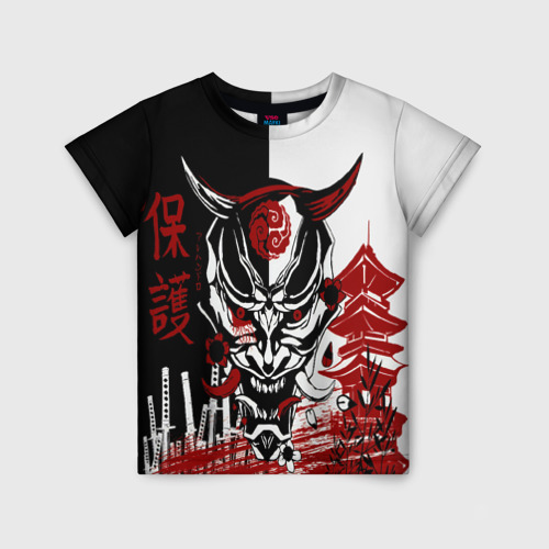 Детская футболка 3D с принтом Самурай Samurai, вид спереди #2