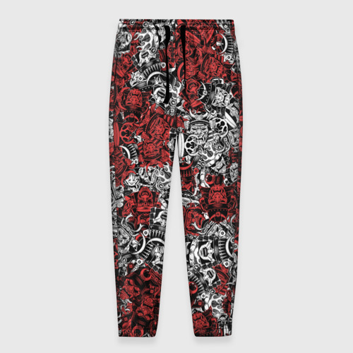 Мужские брюки 3D с принтом Красные и Белые самураи, вид спереди #2