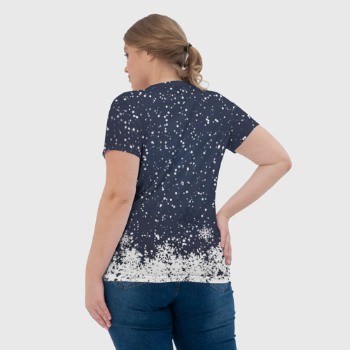 Женская футболка 3D с принтом Атмосфера нового года, вид сзади #2