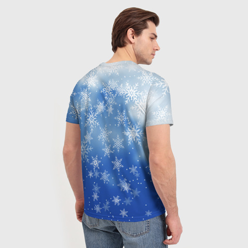 Мужская футболка 3D с принтом НОВОГОДНИЙ ПИКАЧУ, вид сзади #2