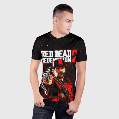 Мужская футболка 3D Slim с принтом RED DEAD REDEMPTION 2, фото на моделе #1