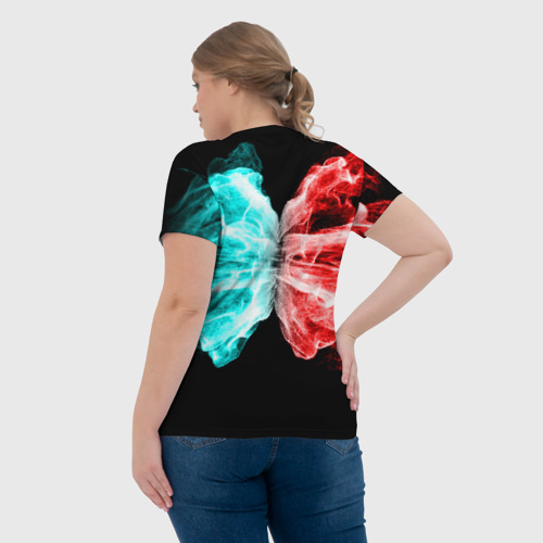 Женская футболка 3D с принтом AMONG US - БИТВА ОГНЕЙ, вид сзади #2