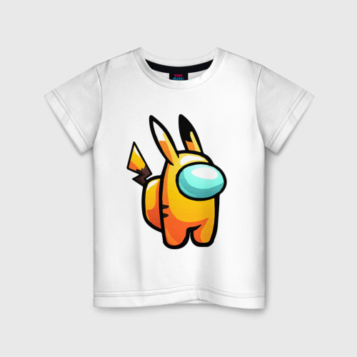 Детская футболка хлопок с принтом Among Us - Pikachu, вид спереди #2