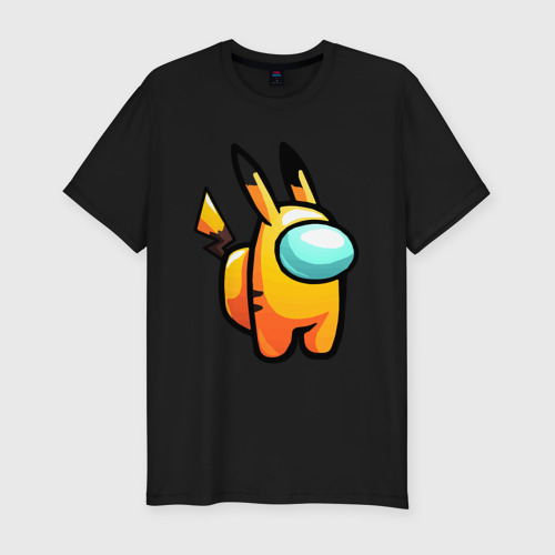Мужская футболка хлопок Slim с принтом Among Us - Pikachu, вид спереди #2