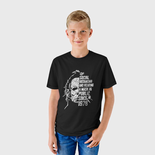 Детская футболка 3D с принтом Michael Myers, фото на моделе #1