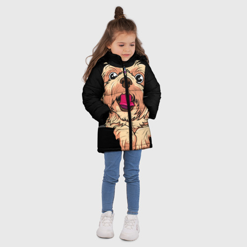 Зимняя куртка для девочек 3D с принтом Ши тцу, вид сбоку #3