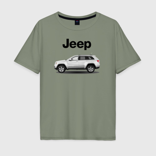 Мужская футболка хлопок Oversize с принтом Jeep, вид спереди #2
