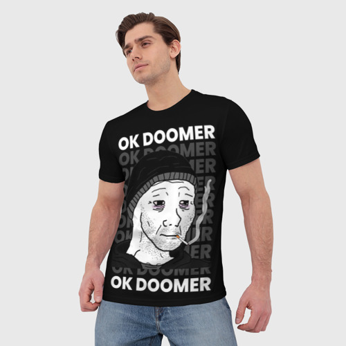 Мужская футболка 3D с принтом Ok Doomer, фото на моделе #1