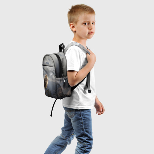 Детский рюкзак 3D с принтом Сова, вид сзади #1