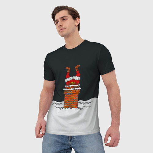 Мужская 3D футболка с принтом С Новым Годом!, фото на моделе #1