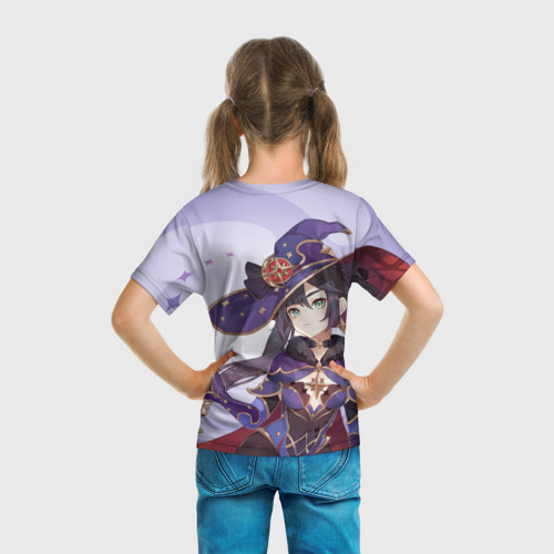 Детская футболка 3D с принтом GENSHIN IMPACT, МОНА, вид сзади #2